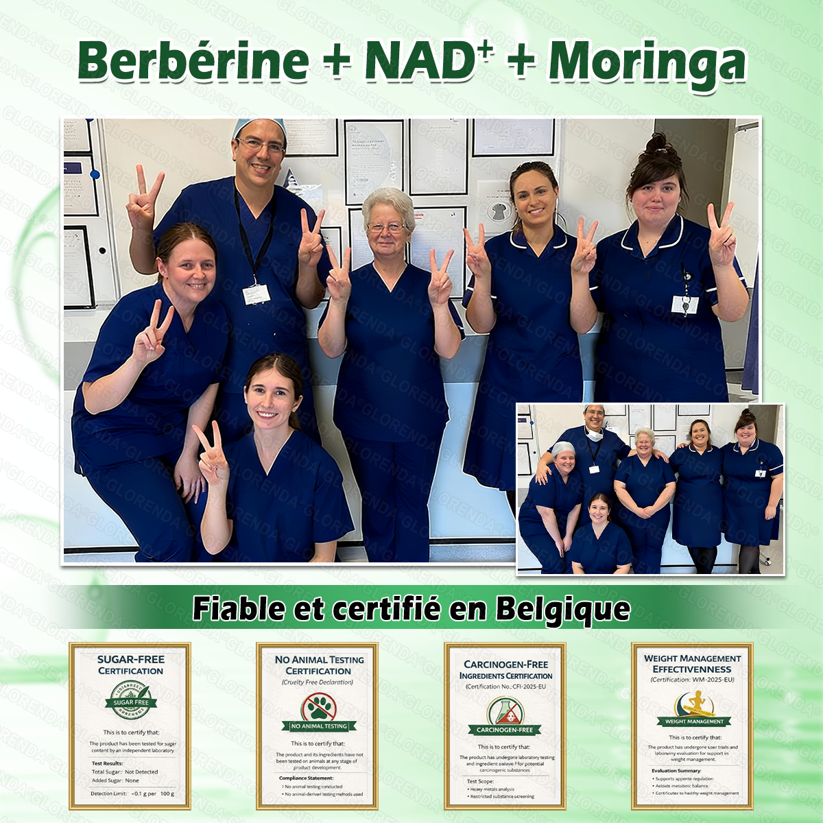 Boutique officielle 🥻𝐆𝐋𝐎𝐑𝐄𝐍𝐃𝐀® Moringa · Berbérine + NAD+ – Patch Microneedle Nano Avancé 10-en-1 (1×/jour, résultats visibles en 7 jours) | Obésité, relâchement cutané, apnée du sommeil, articulations, etc.-LV1