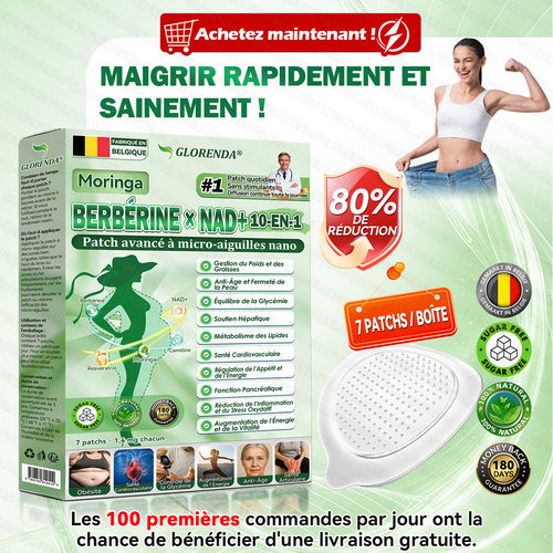 Boutique officielle 🌺🌺𝐆𝐋𝐎𝐑𝐄𝐍𝐃𝐀® Moringa · Berbérine + NAD+ – Patch Microneedle Nano Avancé 10-en-1 (1×/jour, résultats visibles en 7 jours) | Obésité, relâchement cutané, apnée du sommeil, articulations, etc.-LYJ