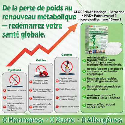 Boutique officielle 🌺🌺𝐆𝐋𝐎𝐑𝐄𝐍𝐃𝐀® Moringa · Berbérine + NAD+ – Patch Microneedle Nano Avancé 10-en-1 (1×/jour, résultats visibles en 7 jours) | Obésité, relâchement cutané, apnée du sommeil, articulations, etc.-LYJ